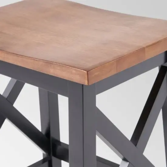 Set of 2 Heffley Contemporary Farmhouse Wooden Counter Height Barstools Walnut/Black - Christopher Knight Home image {2}