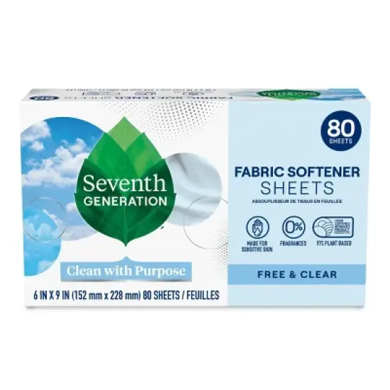 Seventh Generation Fabric Softener Sheets Free & Clear - 80ct image {7}