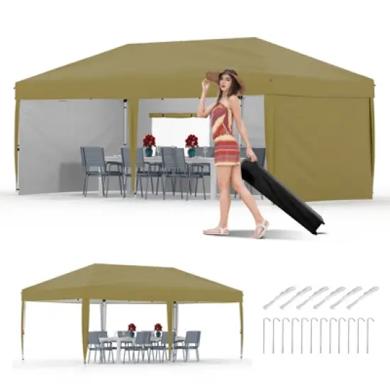 10x20 Pop Up Canopy Tent with 4 Sidewalls,Heavy Duty Outdoor Canopy with 3 Adjustable Height, Commercial Street Vendors Party Tents image {14}