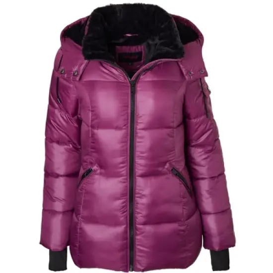 Sportoli Womens Winter Coat Hooded Plush Lined Quilted Warm Zip Up Puffer Jacket image {9}