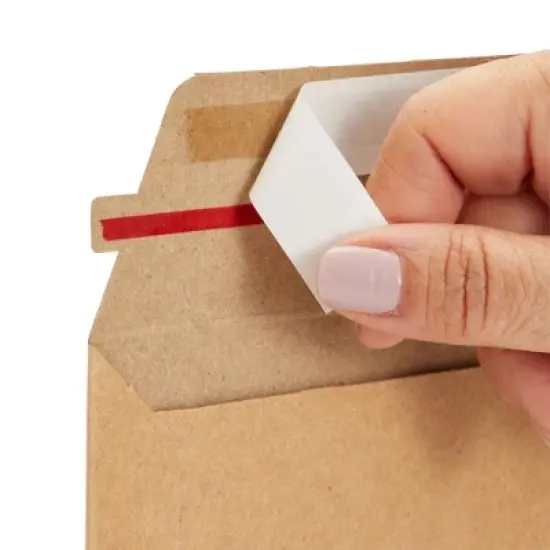 Juvale 100 Pack Rigid Mailers 6x8 - 450 GSM Sturdy Self-Adhesive Kraft Paper Cardboard Envelopes for Mailing Photo image {4}
