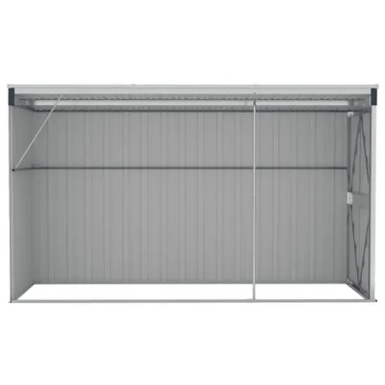 vidaXL Storage Shed Wall-mounted Garden Shed for Backyard Galvanized Steel - Anthracite 46.5" x 113.4" x 70.1" image {4}