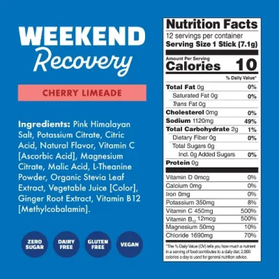 Waterboy Hydration + Weekend Recovery Sports Drink - Cherry Limeade - 3oz/12ct image {4}