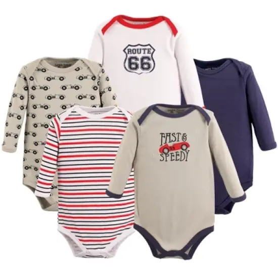 Luvable Friends Baby Boy Cotton Long-Sleeve Bodysuits 5pk, Speedy image {7}
