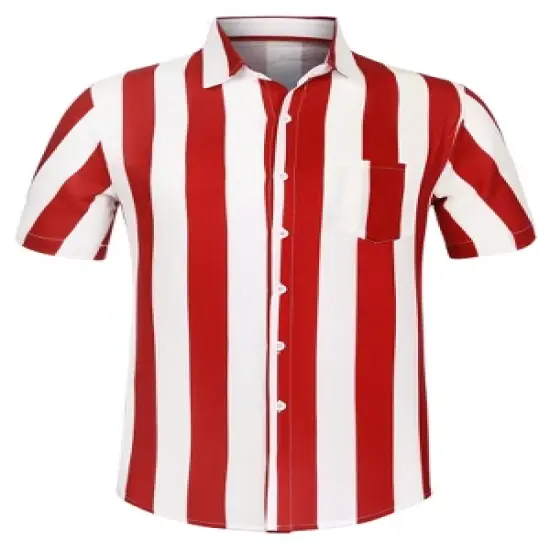 Lars Amadeus Men's Summer Irregular Printed Camp Collar Short Sleeves Button Down Hawaiian Shirt image {9}