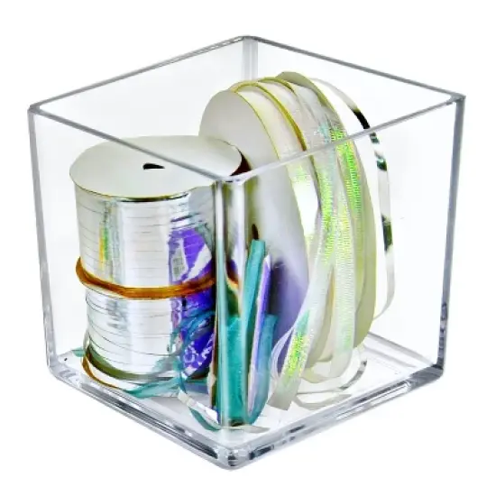 Azar Displays 7" Deluxe Clear Acrylic Square Cube Bin for Counter, 2-Pack image {1}