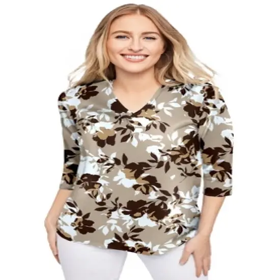 Jessica London Women&rsquo;s Plus Size V-Neck Tee image {14}