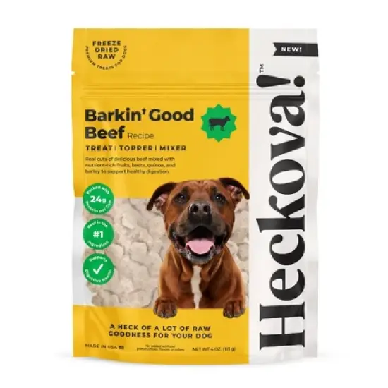 Heckova! Freeze-Dried Raw Barkin' Good Beef Flavor Recipe Topper/Mixer/Dog Treats - 4oz image {6}