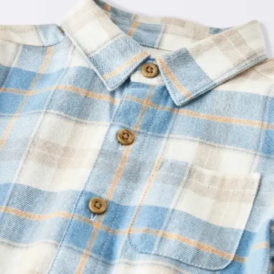 Baby Boys' Flannel Button-Down Top & Pants Set - Cloud Island&trade; Blue image {2}