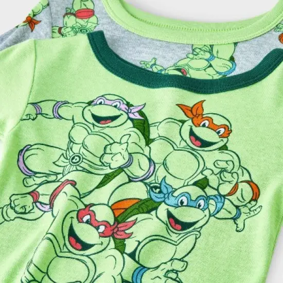 Toddler Boys' 4pc Teenage Mutant Ninja Turtles Cotton Long Sleeve Pajama Set - Green/Gray image {2}