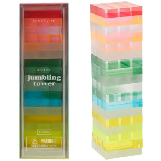 Sunnylife Lucite Jumbling Tower-Ombre Sherbert-Stacking Game, 54 Acrylic Blocks image {6}