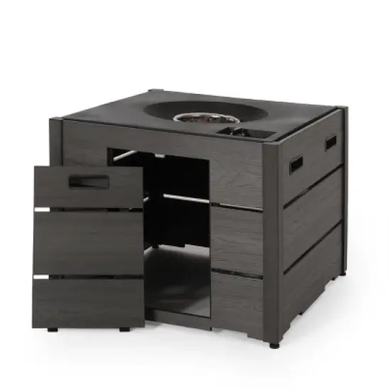 40,000 BTU Square Outdoor Fire Pit with WPC Base and Lightweight Concrete Top image {4}