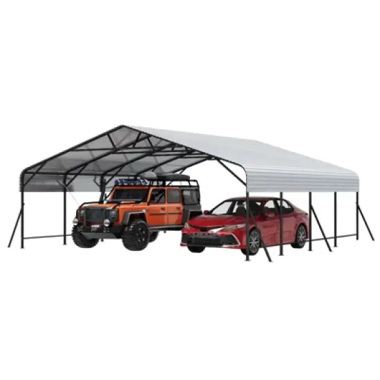 Oversized Metal Garage with Galvanized Steel Roof for All Weather, Carports for Car, Boats and Tractor image {9}