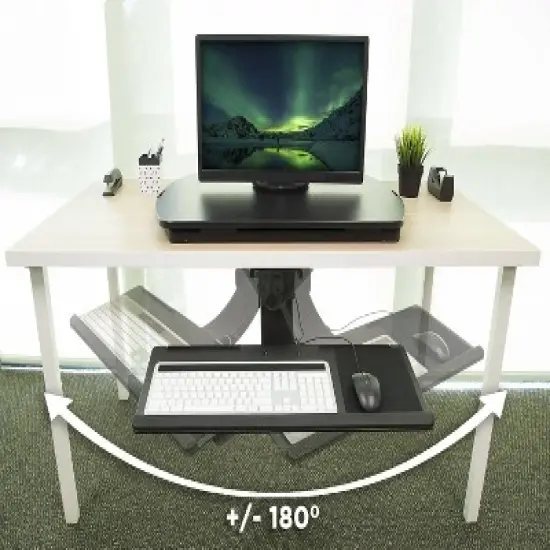 Mount-It! Sit Stand Keyboard Tray, Height Adjustable Under Desk Keyboard and Mouse Drawer With Ergonomic Wrist Rest Pad image {7}