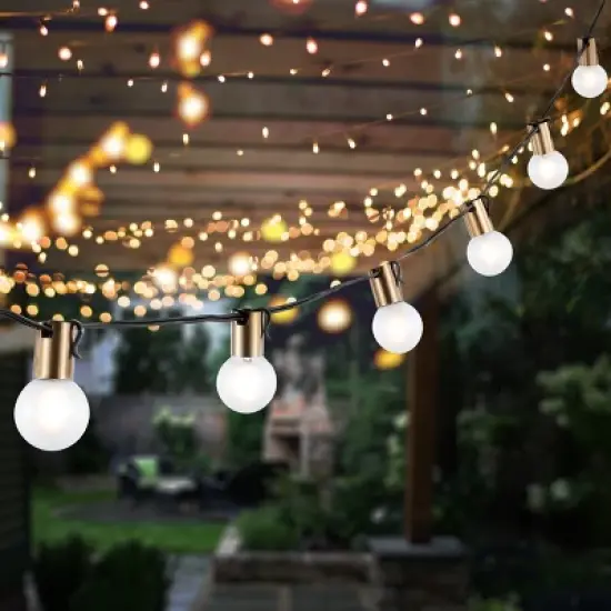 Farrynn LED Outdoor String Lights - 120" - 10 Light - PLT4044 - Brass/Black - Safavieh image {2}