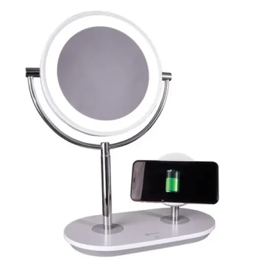 Makeup Mirror with Qi Charging Stand White (Includes LED Light Bulb) - OttLite image {6}