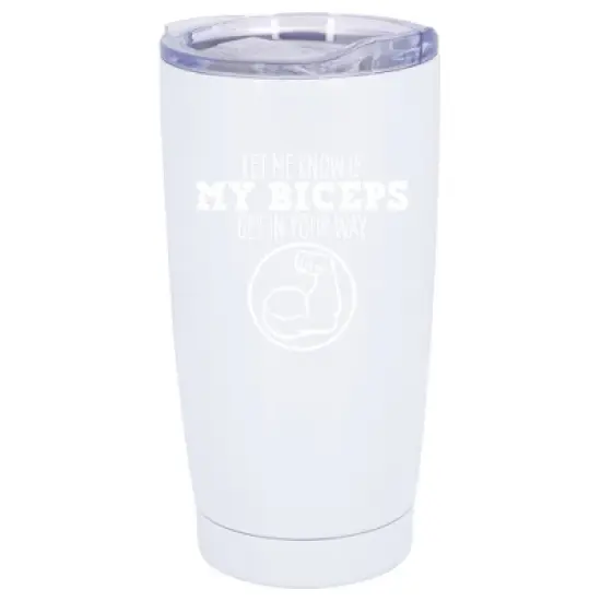 100 North 20 Ounce Stainless Steel On the Go Travel Tumbler With Push Top Lid, Biceps in Your Way White image {5}