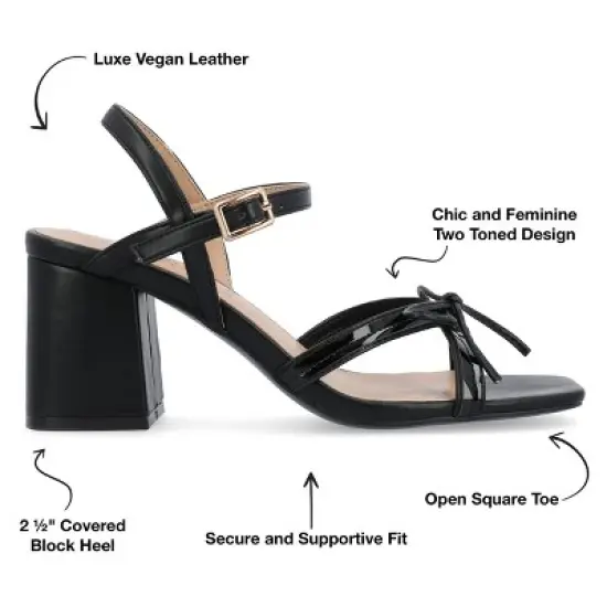 Journee Collection Womens Issmia Two Tone Covered Block Heel Multi Strap Sandals image {7}