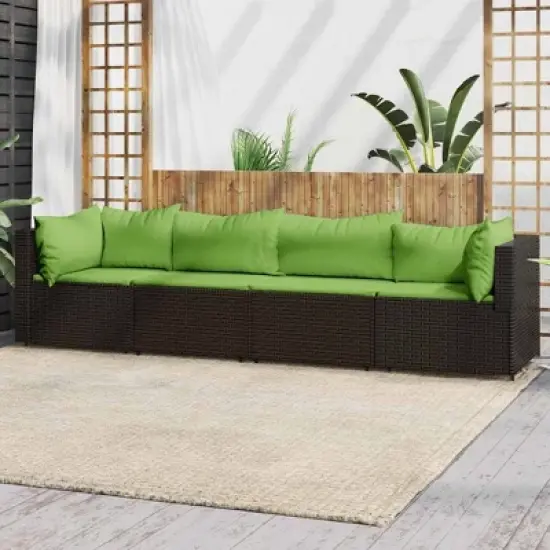 vidaXL Patio Lounge Set Brown and Green image {1}