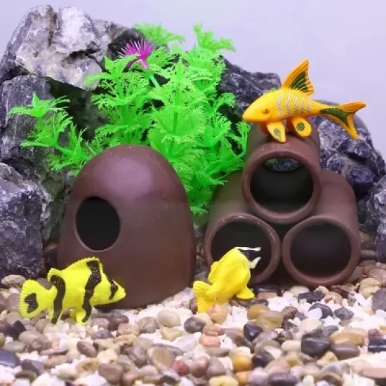 Unique Bargains Resin Aquarium Hideaway Rock Cave Fish Tank Decoration Brown 2.80''x3.03''x2.76'' image {5}