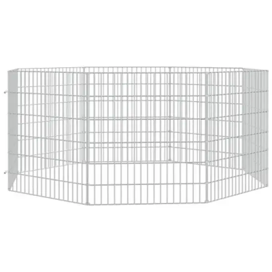 vidaXL Animal Enclosure Silver Galvanized iron Adjustable size - 21.3" x 23.6" 8-panel image {2}