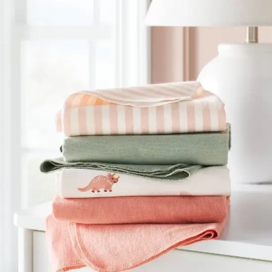 Flannel Baby Blanket - Coral Dinosaurs - 4pk - Cloud Island&trade; image {1}