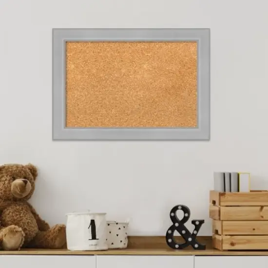 Amanti Art Vista Brushed Nickel Narrow Framed Corkboard, Natural Cork image {5}