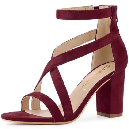Allegra K Women's Crisscross Ankle Strap Chunky Heel Sandals image {8}