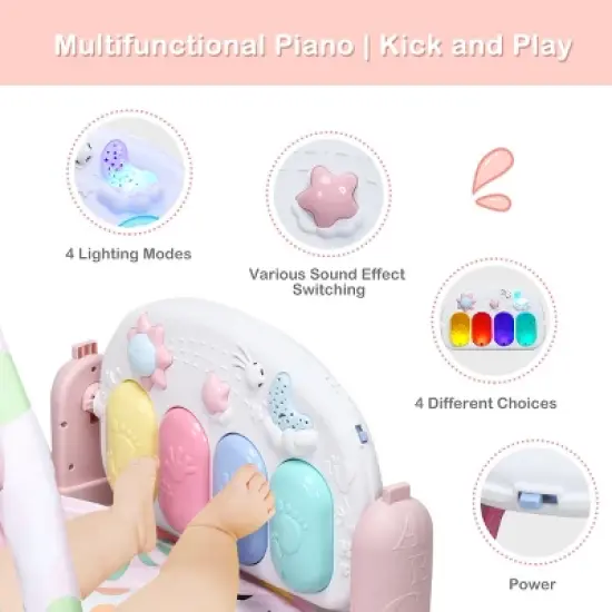 3 in 1 Baby and Toddler Learning Toys  Fitness Music and Lights Fun Piano Activity Center Pink image {6}
