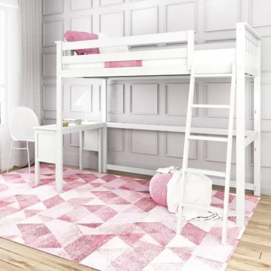 Max & Lily Twin-Size High Loft Bed with Desk image {1}