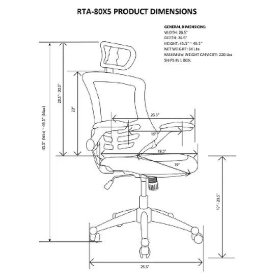 Modern Task Chair Black - Techni Mobili image {6}
