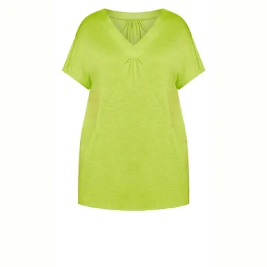 Women's Plus Size  Pocket Pleat Tunic - lime green | AVENUE image {2}