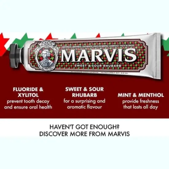 MARVIS Sweet & Sour Rhubarb Toothpaste (4 oz) - FULL SIZE Freshens Breath and Removes Plaque | Tooth Paste for Teeth image {2}