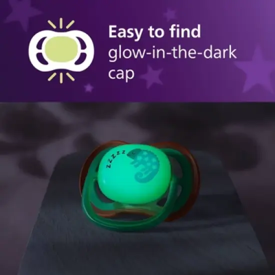 Philips Avent Ultra Air Pacifiers 6-18m - Chameleon/Sleeping Monkey Night - 4pk image {3}