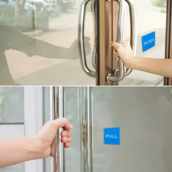 Unique Bargains Acrylic Self-Adhesive Business Square Push Pull Door Sign 4 Pcs image {3}
