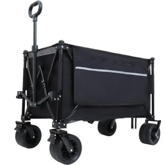 NAYSAYE Wagon Foldable Utility Wagon with Heavy Duty Wheels for Outdoor Transport, Black, 37.4"*23.03"*38.98" image {1}