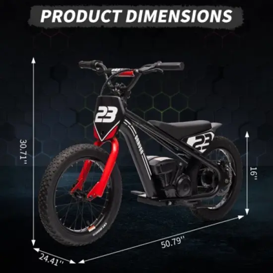 Electric Dirt Bike for Kids, 250W Electric Motorcycle, Electric Balance Bike for Ages 6-12, 3 Speed Settings, 16IN Off-Road Tires image {5}
