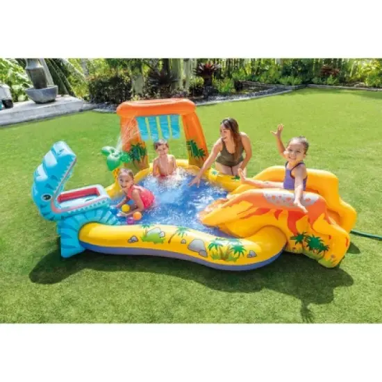 Intex Inflatable Kids Dinosaur Play Center Outdoor Water Park Pool with Slide image {4}