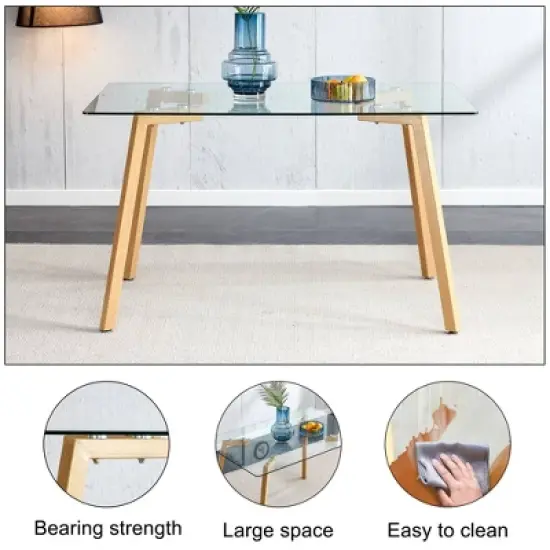 Modern Minimalist Rectangular Glass Dining Table For 4-6 People, Transparent - ModernLuxe image {7}