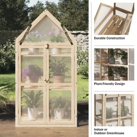 Home-Complete Wood Cold Frame Greenhouse with Adjustable Shelves image {3}