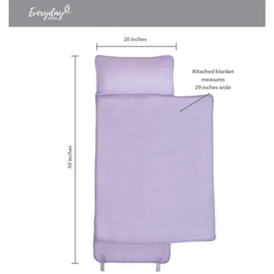 EVERYDAY KIDS Toddler Nap Mat &ndash;Solid Lavender&ndash; Soft Microfiber, Rollup with Handle & Pillow, for Preschool, Daycare, or Travel -Ages 2-6 years image {9}