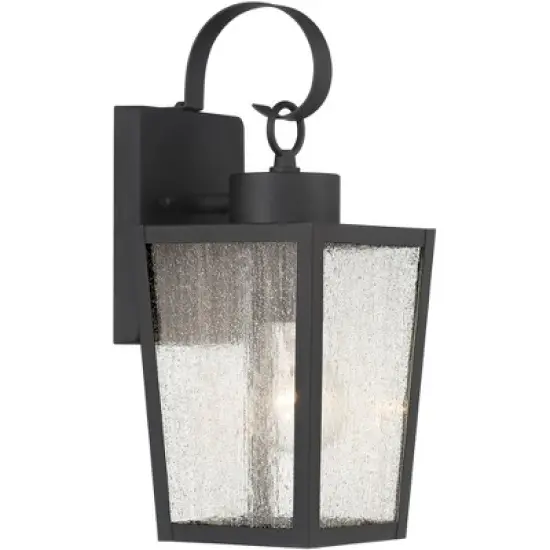 John Timberland Thebes 13 1/4" High Farmhouse Rustic Outdoor Wall Light Fixture Mount Porch House Weatherproof Textured Black Finish Clear Glass Shade image {4}