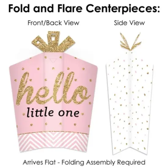 Big Dot of Happiness Hello Little One - Pink and Gold - Girl Baby Shower Decor and Confetti - Terrific Table Centerpiece Kit - Set of 30 image {3}