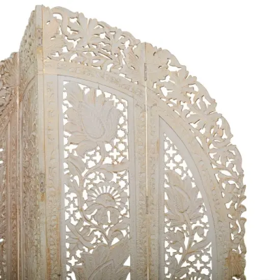 Eclectic Wood Room Divider Screen White - Olivia & May image {6}