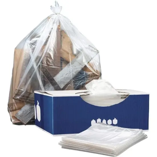Plasticplace 55-60 Gallon Trash Bags, 1.5 Mil, Clear, 38" x 58" (50 Count) image {1}
