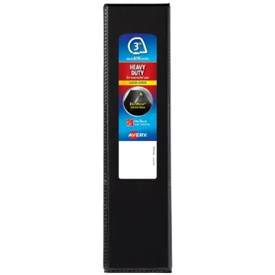 Avery 670 Sheet 3" Heavy Duty Non Stick View Ring Binder Black: 3 Inch D-Ring, Polypropylene, 4 Pockets, Clear Hard Cover image {3}