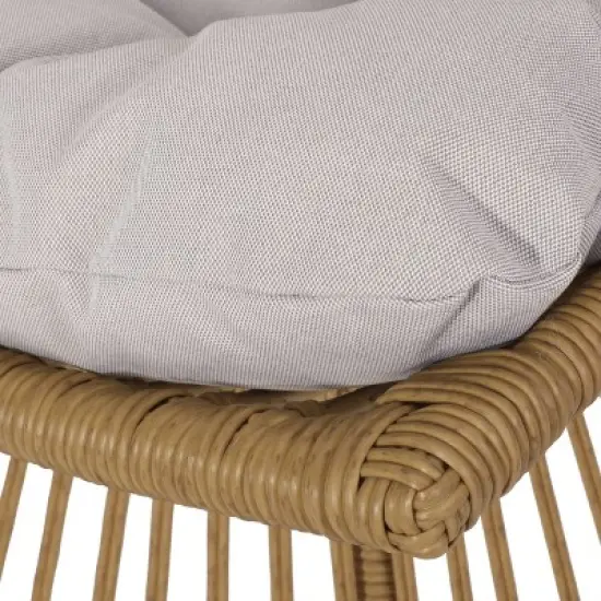 2pc Caryl Outdoor Faux Wicker Chair & Side Table Set with Cushion, UV Protection - Christopher Knight Home image {1}