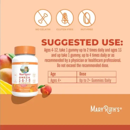 MaryRuth's Omega 3-6-7-9 Gummies, Peach Mango & Apricot, 120 ct image {2}