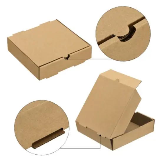 Unique Bargains Square Corrugated Cowhide Paper Mini Storage Cookie Pizza Box image {2}