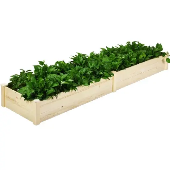 Tangkula Raised Garden Bed Planter Wooden Elevated Vegetable Flower Rectangular Kit Box image {4}